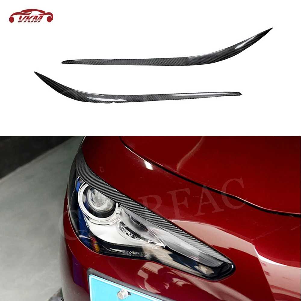 

Carbon Fiber Front Headlight Eyelids Eyebrows For Alfa Romeo Giulia 2016 2017 2018 Front Lamp Trim Strips Stickers Accessories