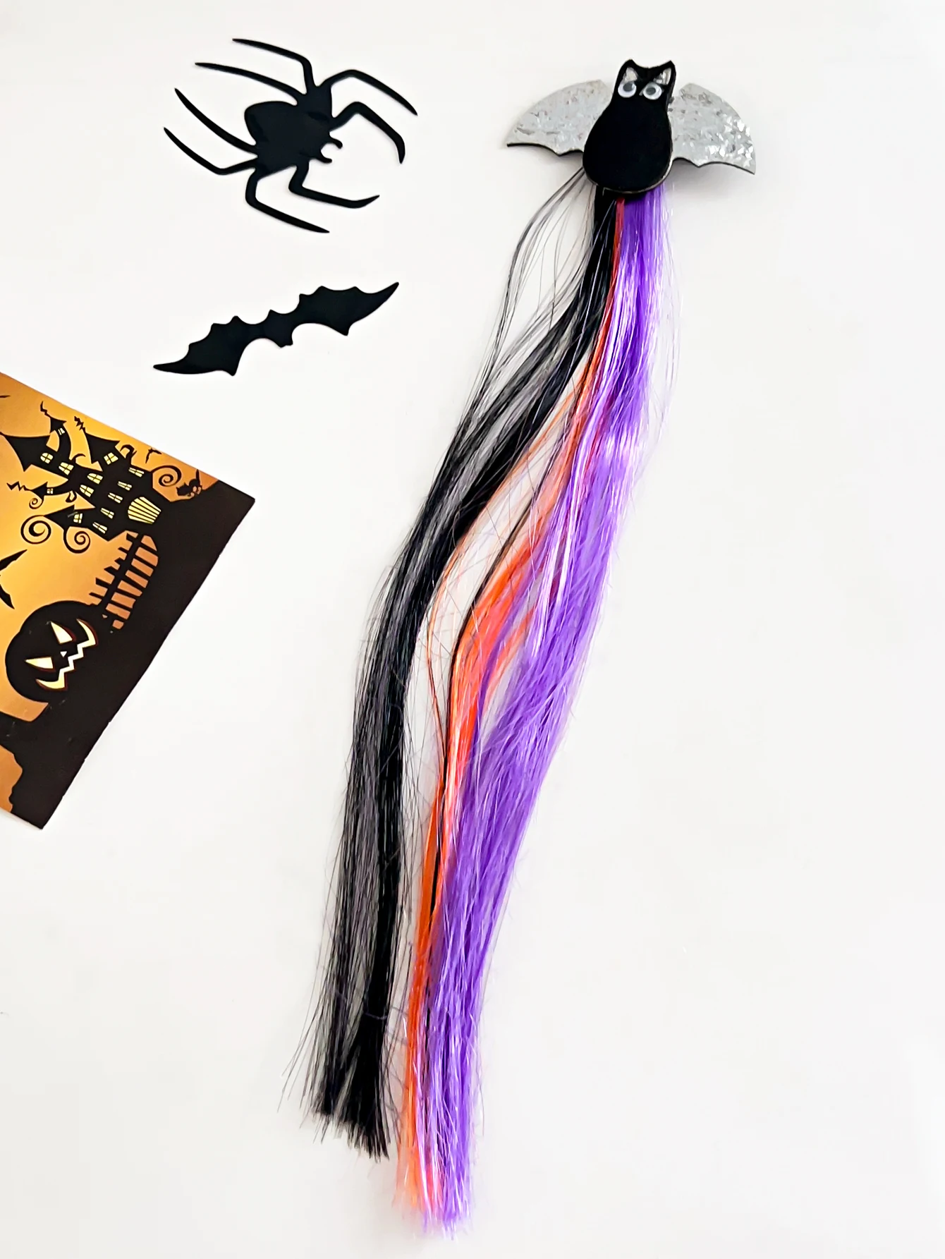 1Pcs Colored Clip in Hair Extensions,Halloween Cosplay Dress Up Fashion Party,15.7 Inch Long Straight Hairpieces Clip for Women