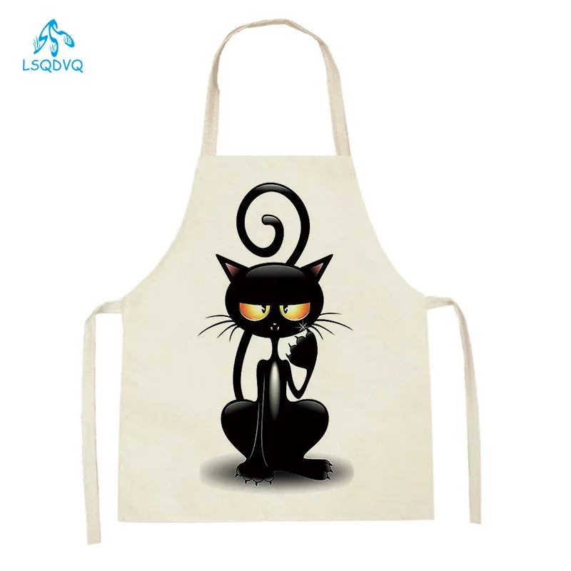 Reinigungsmittel Cartoon Katze Gedruckt Ärmellose Schürze Frauen Männer Kochen Küche Schürze Hause Backen Antifouling Taille Lätzchen