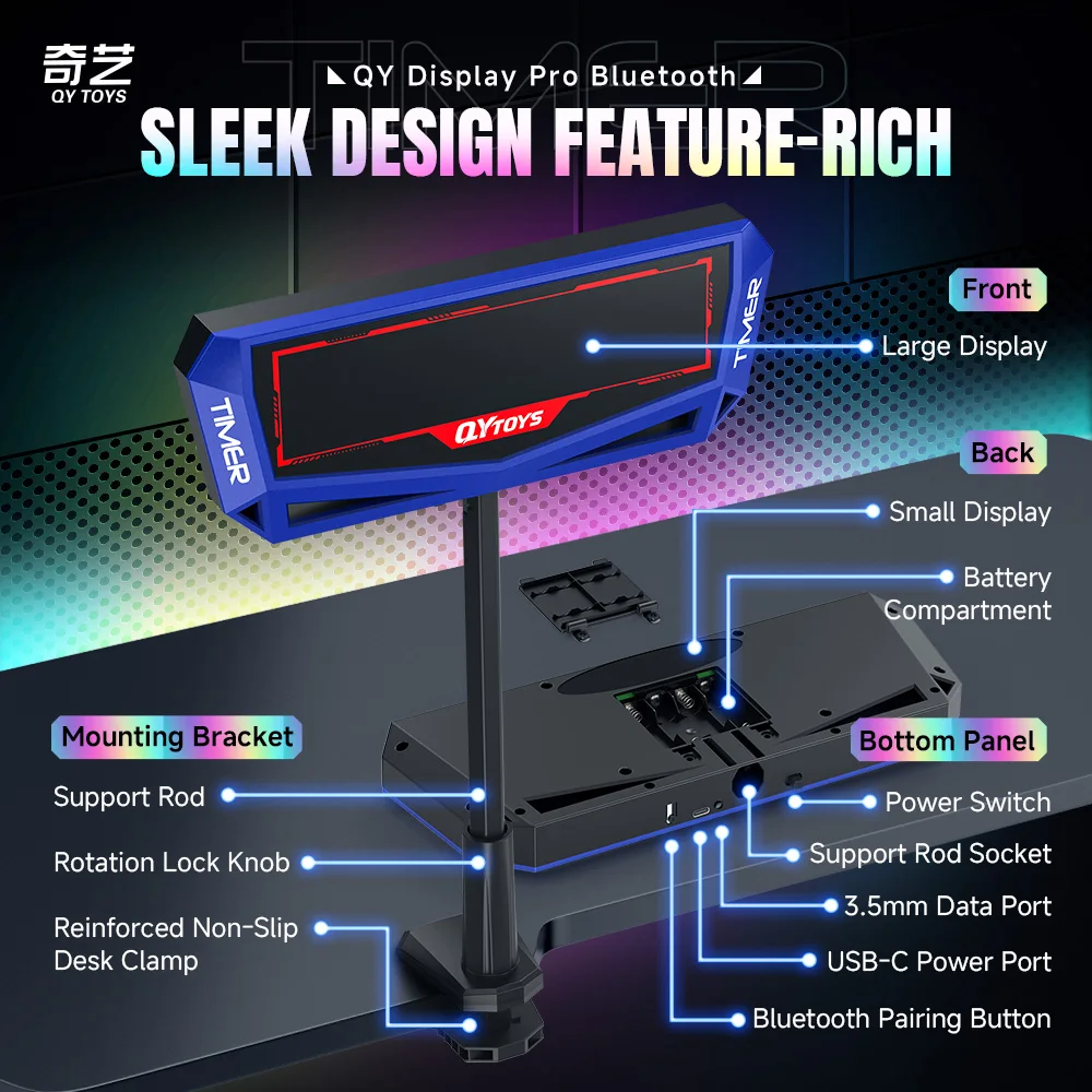 [CubeFun]QiYi Display Pro Bluetooth Timer Magic Speed Cube Competition LED Timing Display Professtional WCA Toys Puzzle