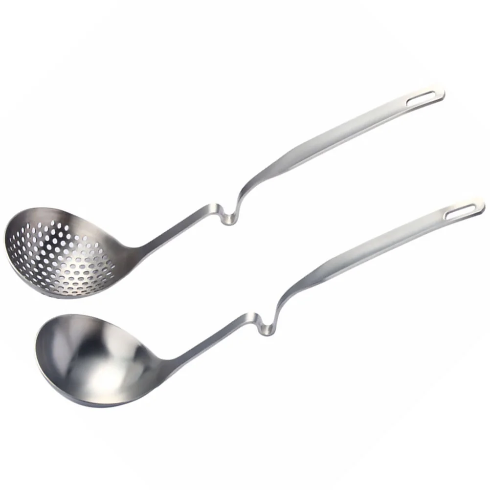 

2 Pcs Stainless Steel Wall Spoon Soup Ladle Hanging Colander Hot Pot Slotted Cooking Utensils Skimmer Spoons