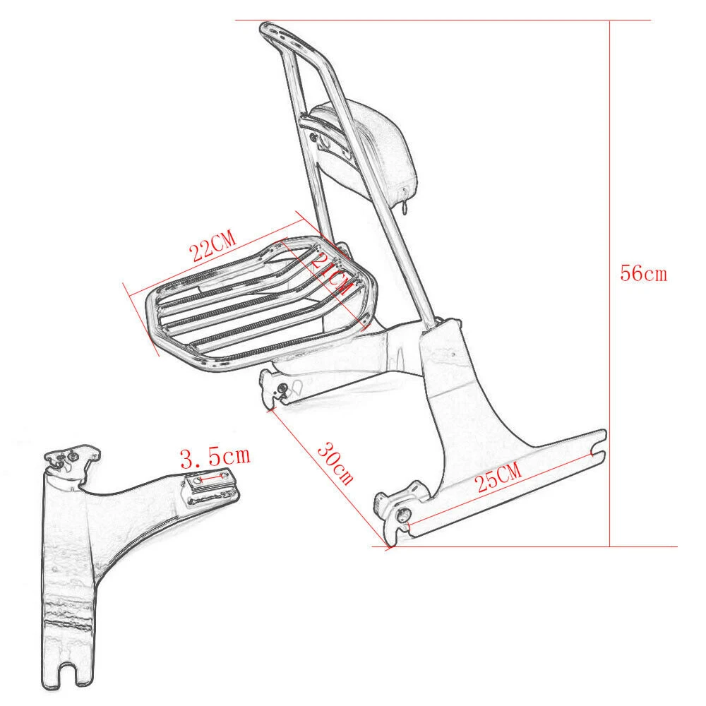 High Quality Detachable Passenger Sissybar Luggage Rack Backrest for Harley Softail Deluxe FLSTN Motorcycles Seats Backrests