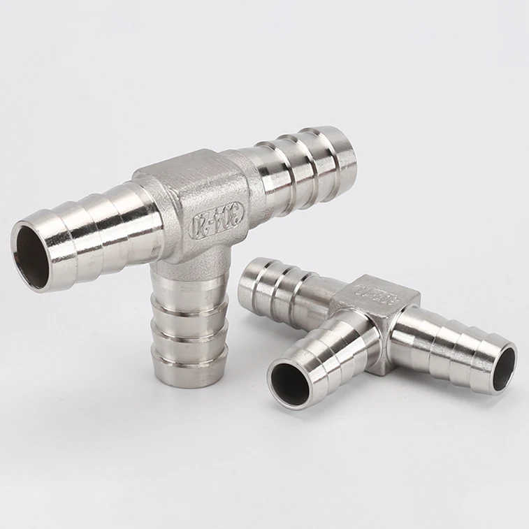 8 مللي متر 10 مللي متر 12 مللي متر 13 مللي متر 15 مللي متر 16 مللي متر 20 مللي متر 25 مللي متر 32 مللي متر 304 الفولاذ المقاوم للصدأ ثلاث طريقة وصلة أنابيب موصل T نوع خرطوم الذيل اذع موصلات #2