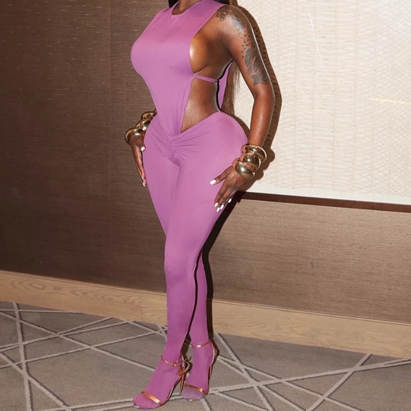 Sexy 2 Piece Set Women Tracksuit Sleeveless Side Split Bodysuits+Ruched Foot Leggings Matching Suit Streetwear Outfits 2025 Fall
