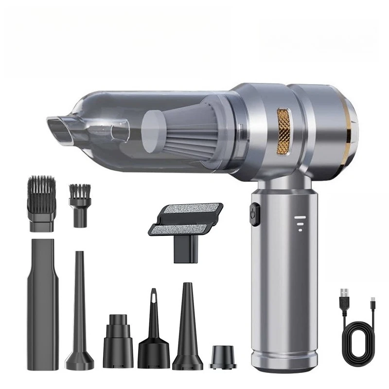 Portable Car Vacuum Cleaner Brushless Fast Charging High Power Dust Blower 16000Pa Strong Suction One-Click Detachable Dust Cup
