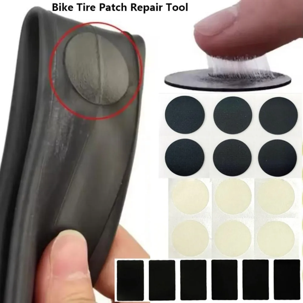1pc/1sheet Multistyles Bike Tire Patch Repair Tool BlackWhite PE Quick Drying Fast Tyre Tube Tyre Protection No-glue Adhesive