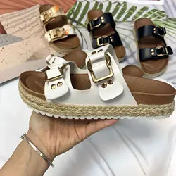 New Slippers Women Summer Outwear Cool Slippers for Women Sandals Retro Hemp Rope Woven Thick Sole Slippers Outdoor Women Shoes