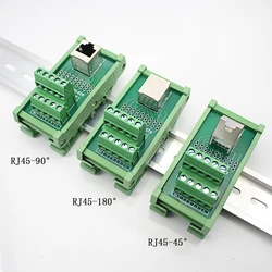 Din Rail Mounting RJ45 Female To Screw Terminal Block RJ45 45 Degree Breakout Board 5pin