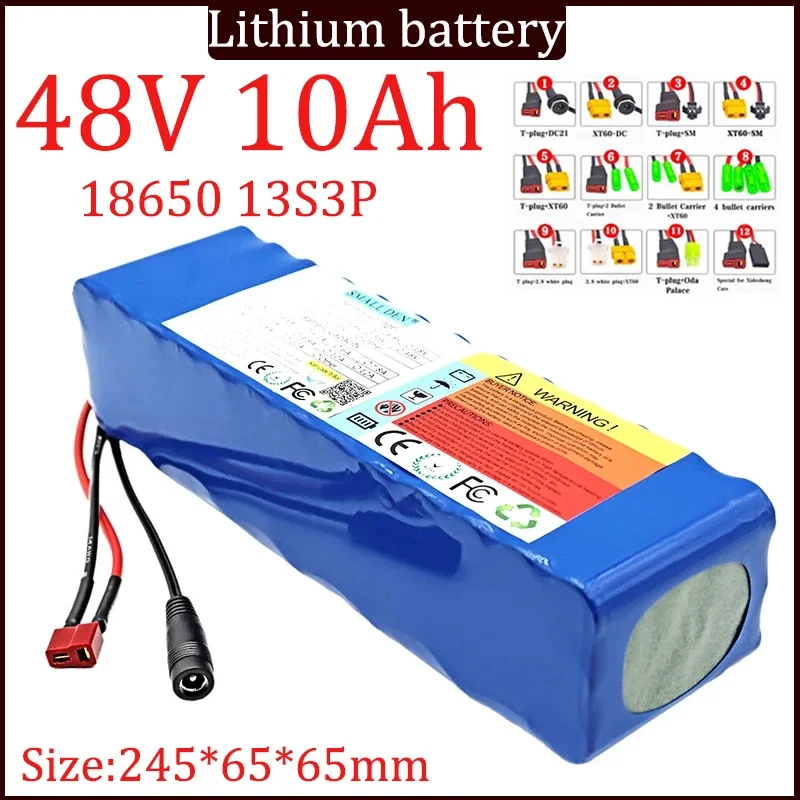 

NEW 18650 13S3P 48V 10Ah lithium-ion battery pack with built-in 15A BMS, suitable for 300W-800W Spare high quality battery