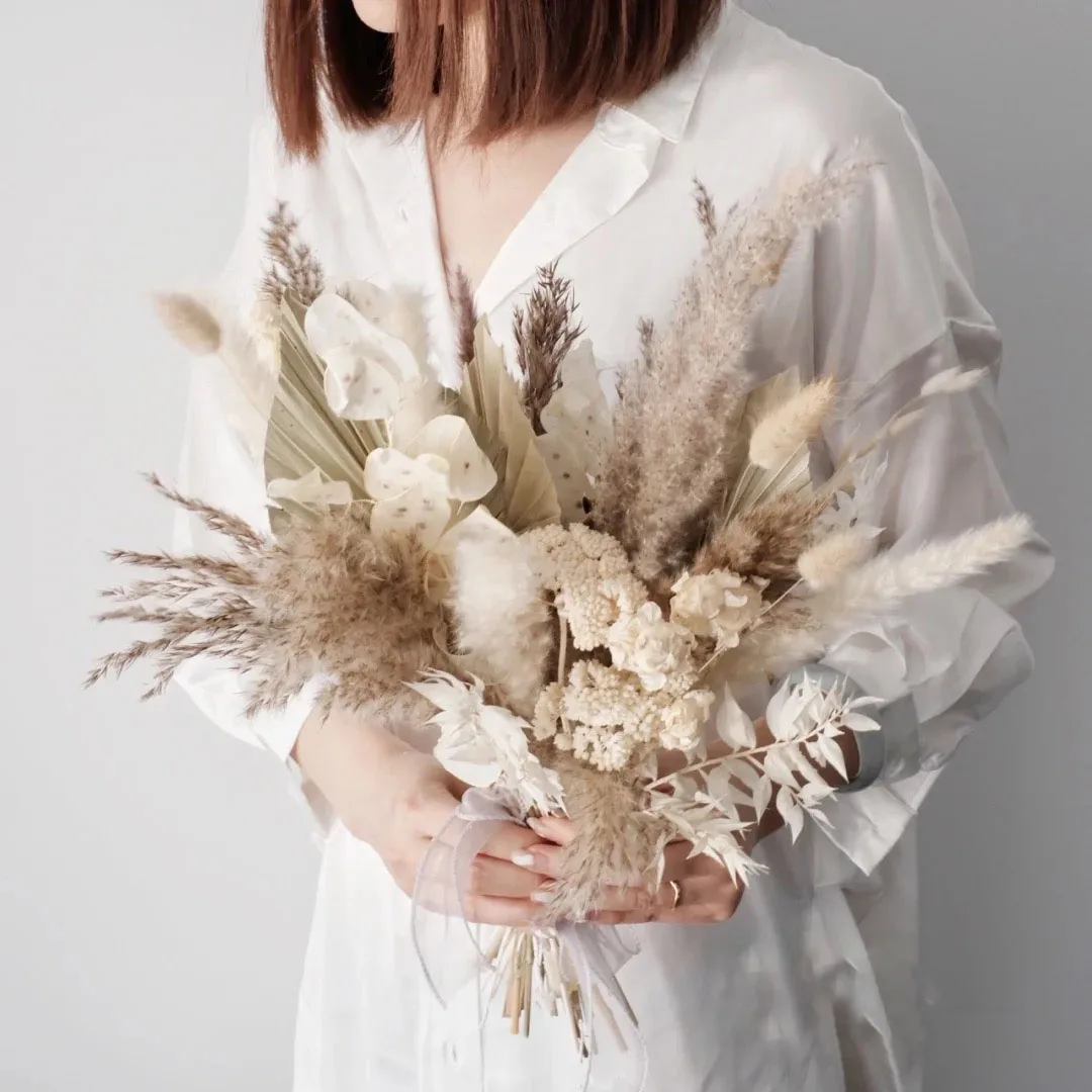 

Natural Dried Flowers Pampas Bridal Wedding Bouquet Bohemian chic Holding Natural Bouquet Artificial Flower Birthday Decoration