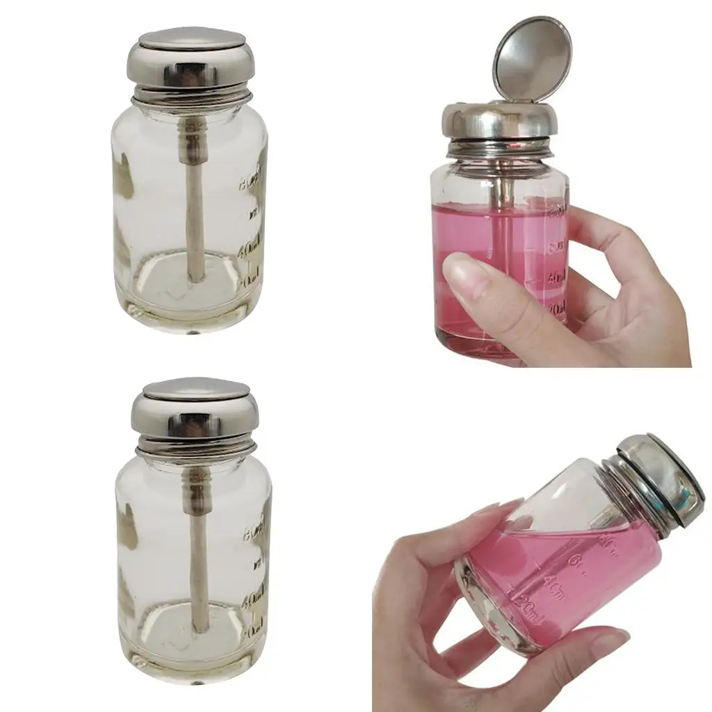 2Pcs 80ml Empty Glass Push Down Press Bottle Dispenser Vials