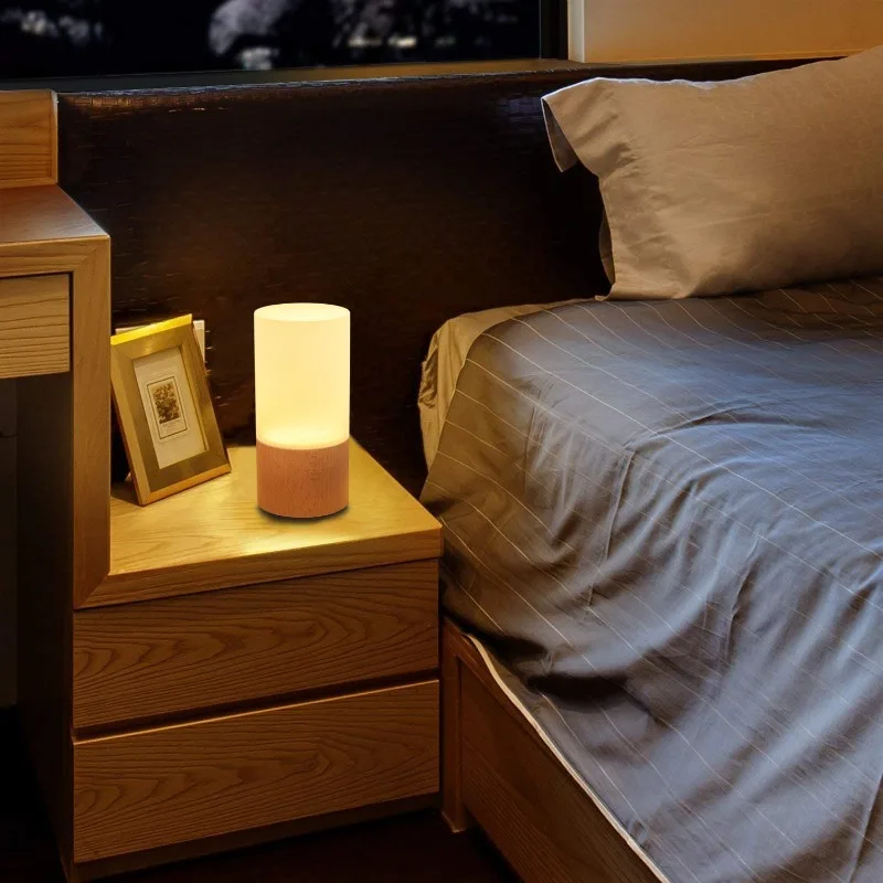 Creative New LED Solid Wood USB Night Light for Home Bedroom Study Atmosphere Lighting Fixtures