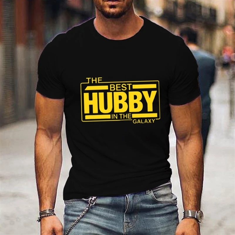 Couples Matching T-Shirt The Best Hubby in The Galaxy/The Best Wifey in The Universe T Shirt Woman Tops Funny Lovers Tee Shirt