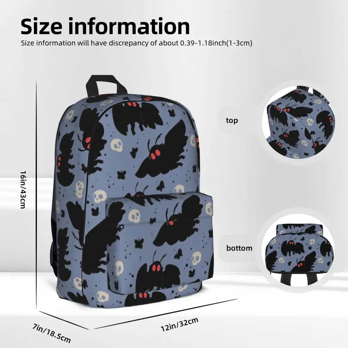 Mothman-mochilas azules de luz diurna, bolsa de libros de gran capacidad para estudiantes, bolso de hombro para computadora portátil, mochila de viaje, mochila escolar