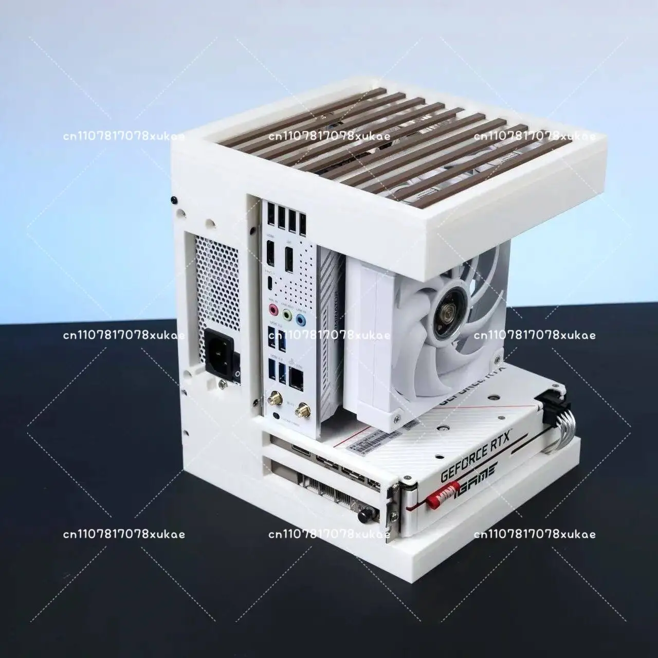 ITX Mini-Tower-Gehäuse, Desktop-Chassis mit Panoramablick aus gehärtetem Glas, kompatibel mit 17x17/17x19 Mainboards & SFX Netzteilen, DIY Custom S