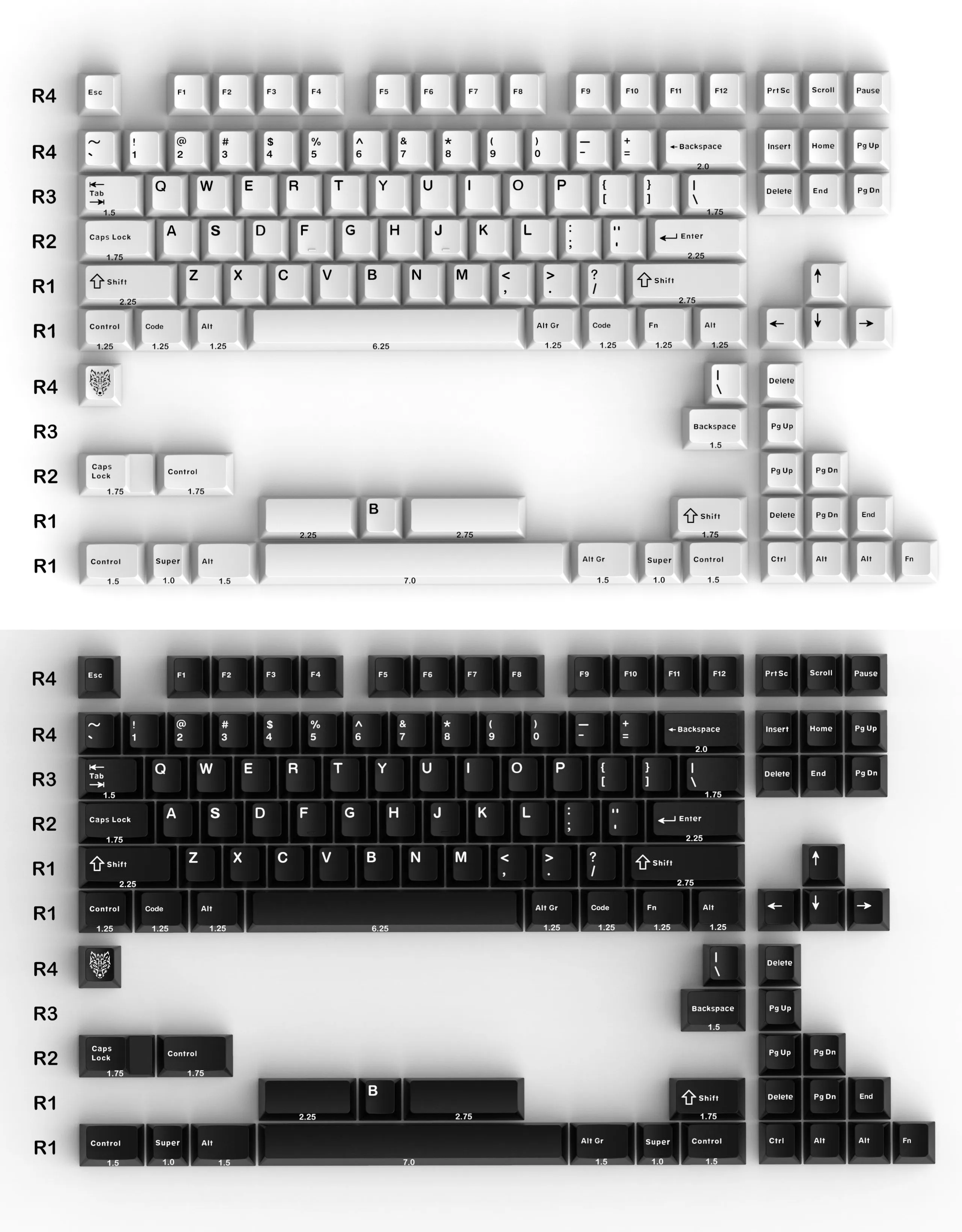 Cherry profile PBT Doubleshot Keycap set for mx mechanical keyboard WOB BOW GH60 87 TKL 68 80 84 keys layout