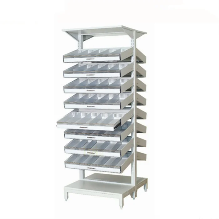 EU-MS506 Hot sale steel two sides hospital medicine display rack for pharmacy