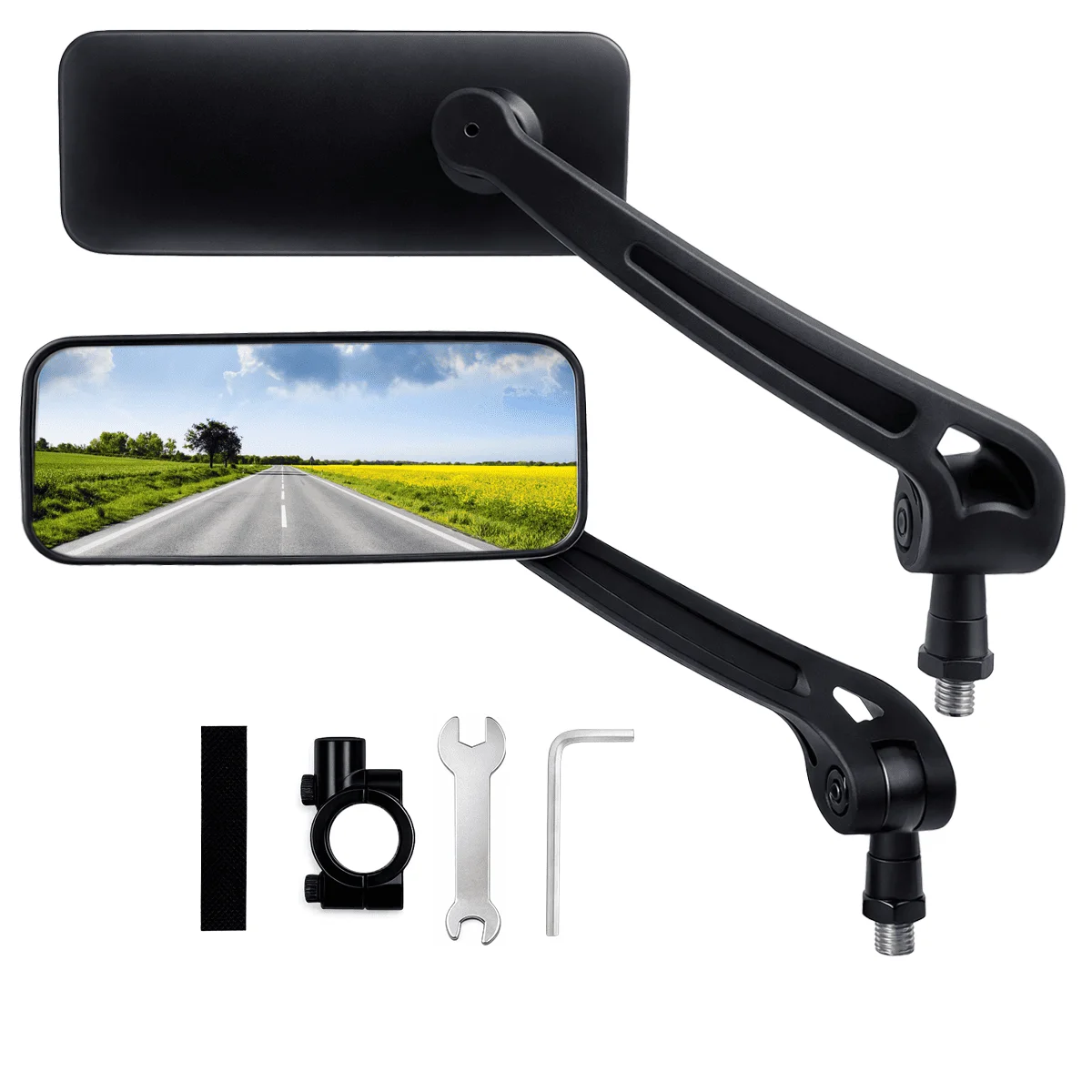 Image of Paar 360-Grad-drehbare Fahrradspiegel, kratzfeste Lenkerspiegel für sicheres Fahren, Rückspiegel mit Glaslinse