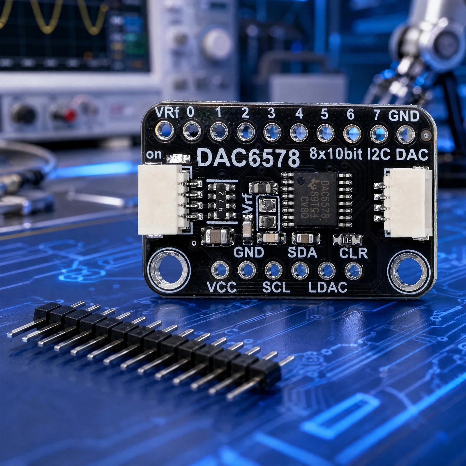 8-Channel DAC6578 10-Bit Breakout Board I2C DAC Module STEMMA QT Qwiic 3V to 5V