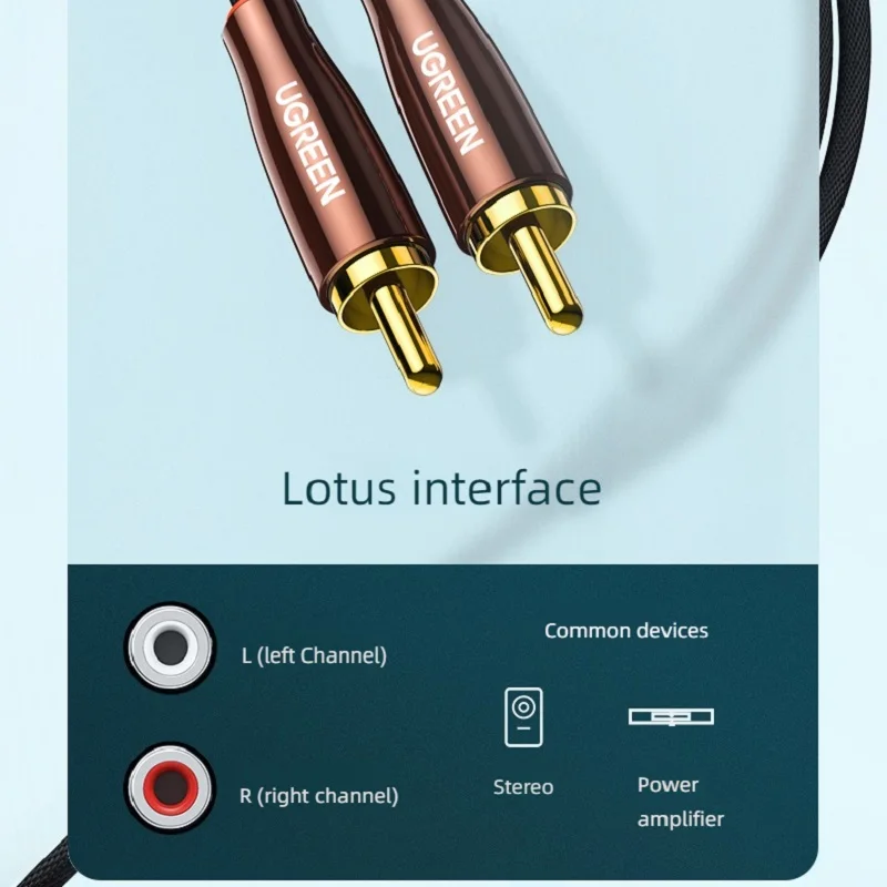 Ugreen RCA Cable 2RCA to 3.5MM AUX Audio Line Jack for Home Theater Stereo Audio Cable Braided