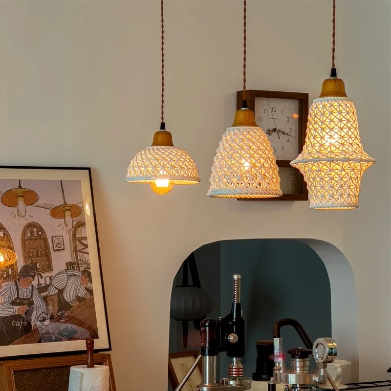 IWHD Nordic Minimalism LED Pendant Light Cafe Bar Loft Kitchen Bedroom Kitchen Dining Living Room White Ceramic Hanging Lamp - Image 6