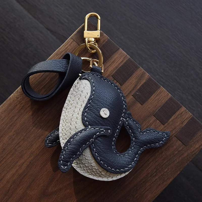 New Arrival Handmade Leather Whale Pendant Keychain Bag Pendant For Man Or Woman Gift