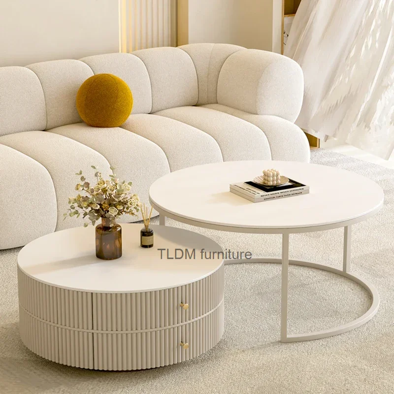 Dining Coffee Table Center White Round Console Modern Table Side Living Room Accent Muebles Para El Hogar Home Decorations