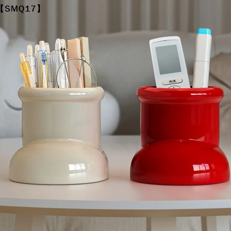 Red Boots Christmas Decor Pen Holder Multi-Functional Desk Organizer Makeup Brush Holder Desktop Art Supplies Storage【SMQ】