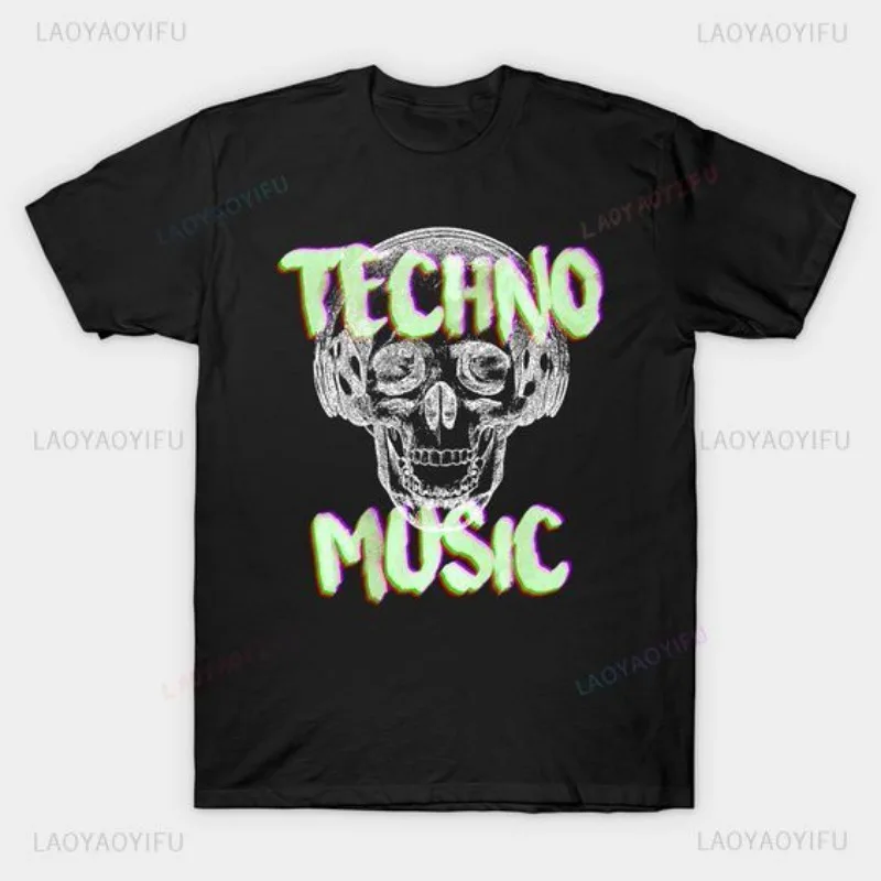 T Shirt - Techno Detroit Edm Berlin House Music Style Round Tee Shirt Classic Fashion Letters Printed Cotton T Shirt Adult Tops