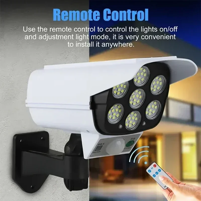 77 LED Solar Light Motion Sensor Security Dummy Camera Wireless Outdoor Flood Light IP65 Waterproof  Lamp 3 Mode For Home Garden