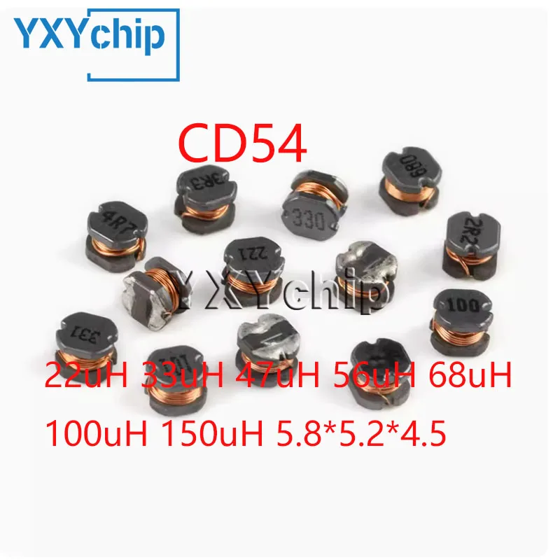 10pcs Smd Wire Wound Power Inductor Cd54 22uh 33uh 47uh 56uh 68uh 100uh 150uh 5.8*5.2*4.5mm High Quality