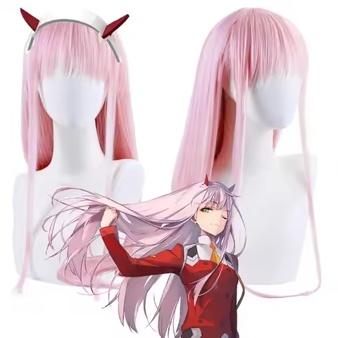 Anime DARLING in the FRANXX 02 Cosplay Wig Zero Two Wigs Without Headwear Role Play Pink Color Cos Perucas Wig