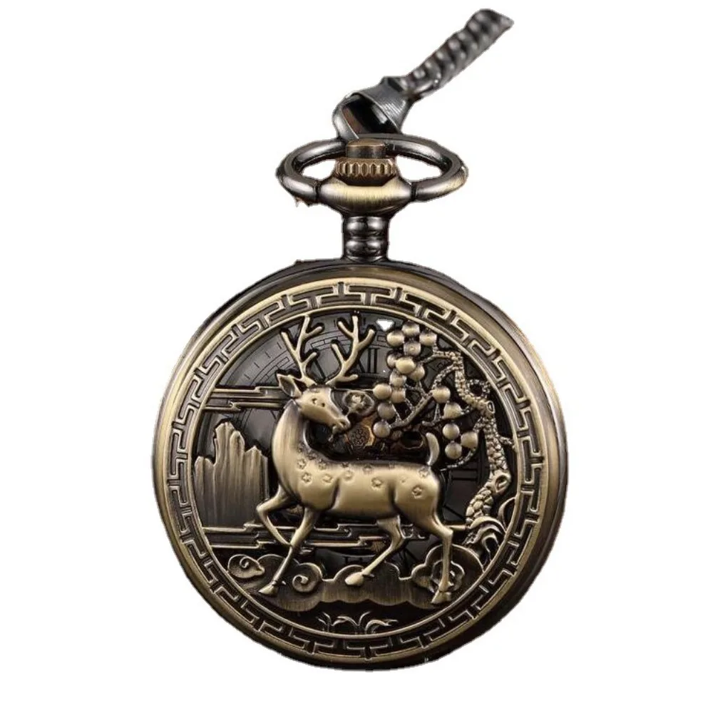 

Hollow carved double open mechanical pocket watch Manual mechanical pocket watch