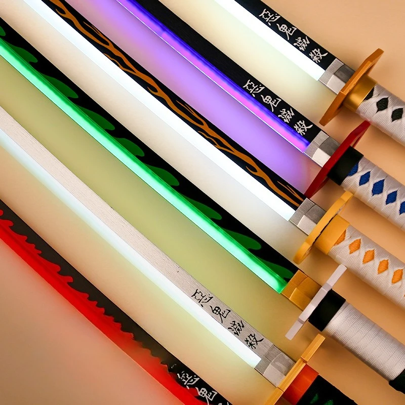 ดาบคาตานะ 100 ซม. ดาบพิฆาตอสูร อนิเมะ ของสะสม ดาบซามูไรเรืองแสง ทันจิโร่ คอสเพลย์ อุปกรณ์ประกอบฉาก มีด อาวุธ โมเดล พลาสติก ของเล่น