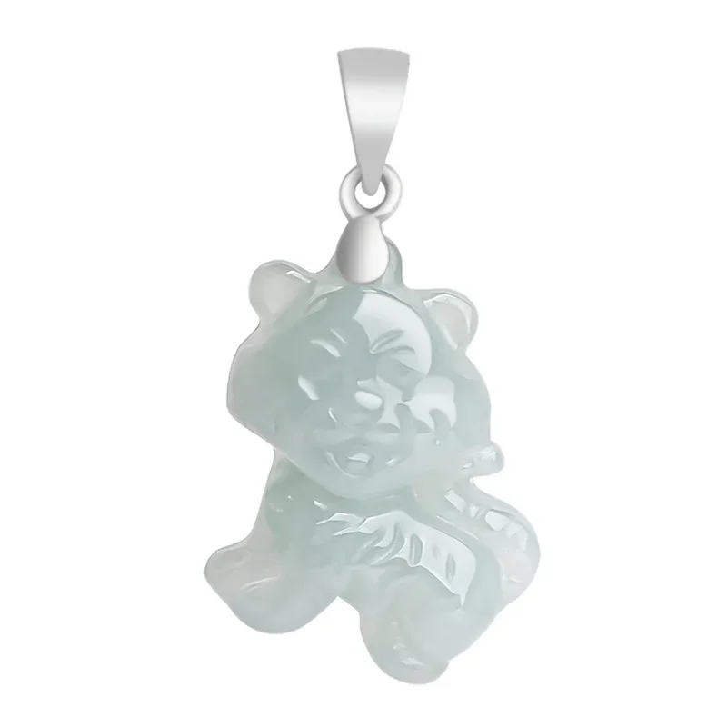 

Burmese Jade Tiger Pendant Jadeite Certificate Necklace Natural Luxury Jewelry White Choker Charms 925 Silver Amulet Amulets