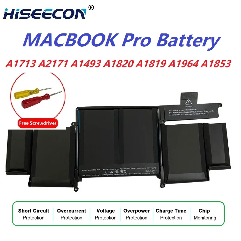 Wholesale OEM HISEECON Laptop Battery For MacBook Pro All Generations 13/15/16 Inch A1493 A1713 A1582 A2171 Free Tools Long Life