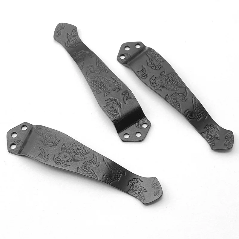 4 Colors CNC Titanium Koi Pattern Knife Pocket Clip for Benchmade Bugout 535 Griptillian 551 940 585 980 Emerson CQC ZT0640 0920