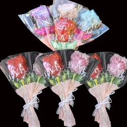 5/10/20pcs Mini Rose Flower Balloons Handheld Bouquet Ribbon Balloons for Valentine's Day Wedding Birthday Mother's Day Gifts