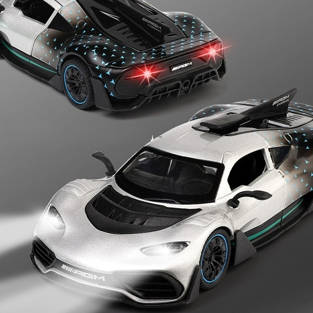 1:32 Scale ONE 500K Car Model Toy Sound Light Pull Back Metal Body Rubber Tires Vehicle Models Collection Gifts for Boys