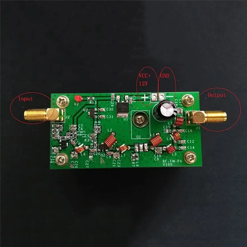 For Ham Compatible For FM Radio 7W FM Power Amplifier 50Mw Input 88-108Mhz 38.5Dbm DC 12V For FM Transmitter