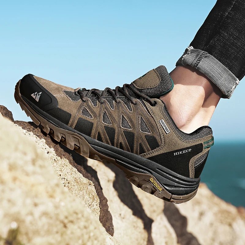 HIKEUP-Chaussures de randonnée en plein air pour hommes, bottes de trekking décontractées, baskets de camping, non ald, résistantes à l'usure, sports de montagne, mode