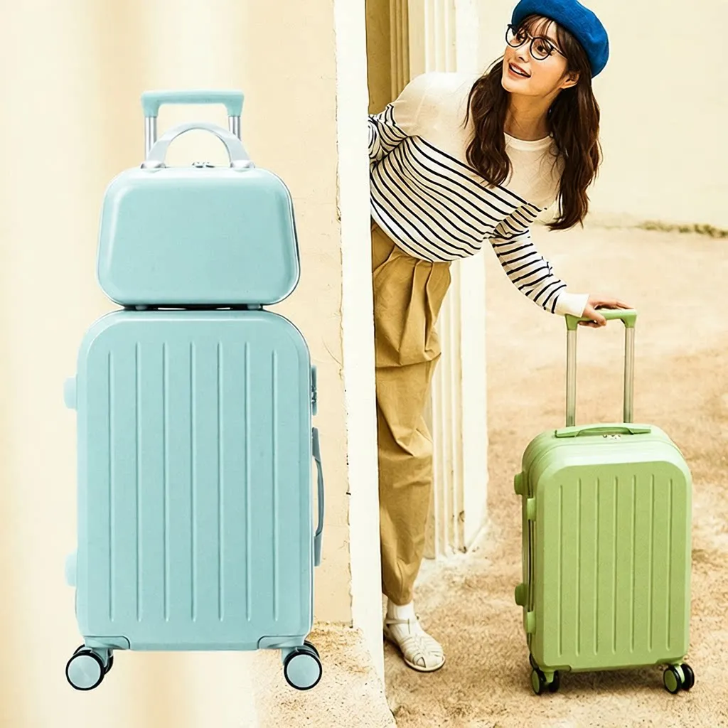 high-aesthetic-24-inch-luggage-suitcase-with-four-way-wheels-boarding-travel-women's-style-durable-abs-pc-plain-color