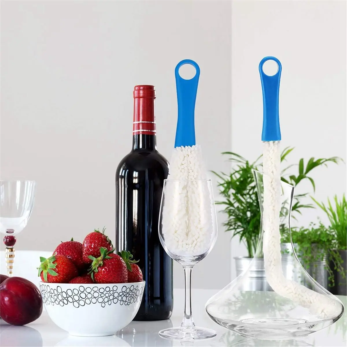 AT16 3 Pieces Decanter Cleaning Brush Flexible Bottle Scourer and 400 Pieces Reusable Decanter Cleaning Beads