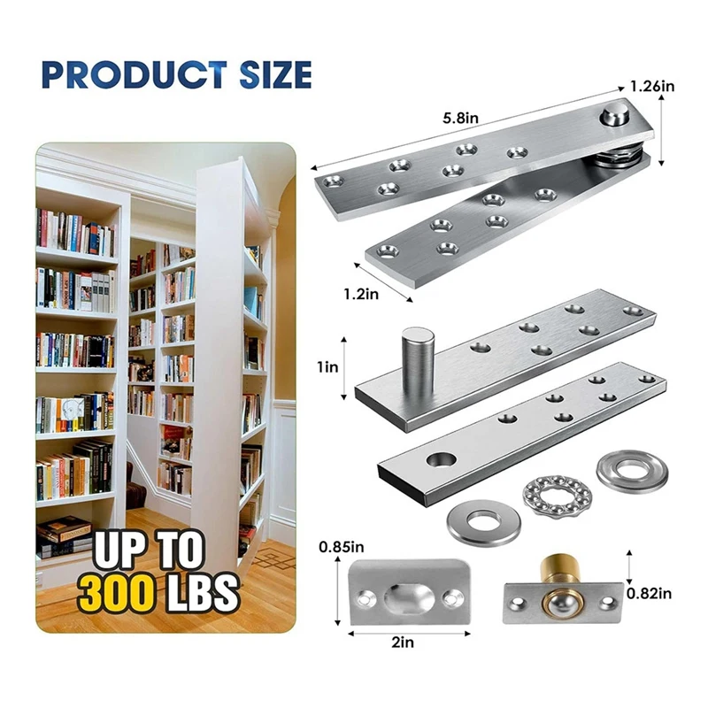 Door Pivot Hinge, Invisible Pivot Hinge System With Goal Kick Hardware, For Heavy Duty Wood Doors Up To 200 Lbs Easy Install