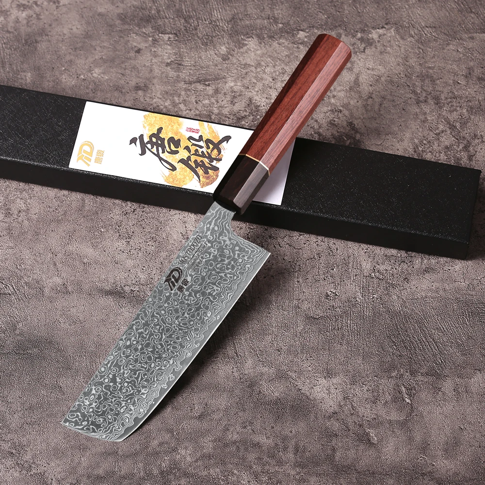 

Японский нож Накири MOSTODOZO 6,5 дюйма из дамасской стали, для нарезки мяса и овощей, ручной работы, профессиональный кухонный нож шеф-повара