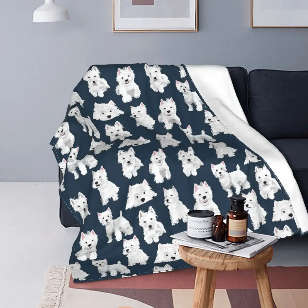 Westie Blanket Fleece West Highland Terrier Dog Cute Puppy Ultra-Soft Throw Blanket for Bed Bedroom Quilt