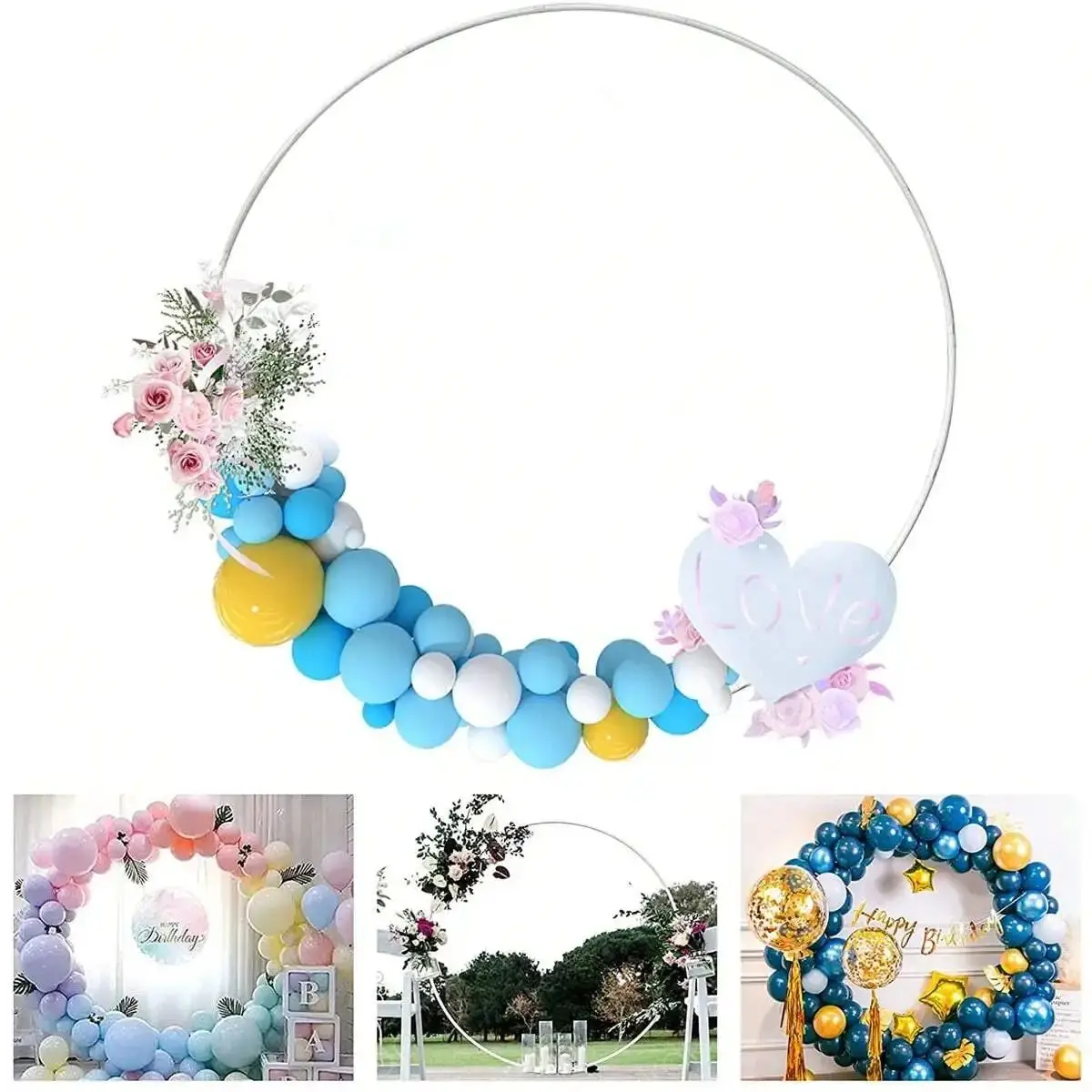 5ft 6ft Balloon Arch Bracket Kit, Circular Balloon Bracket, Suitable for Weddings, Birthdays, Baby Showers, Christmas Parties, Etc