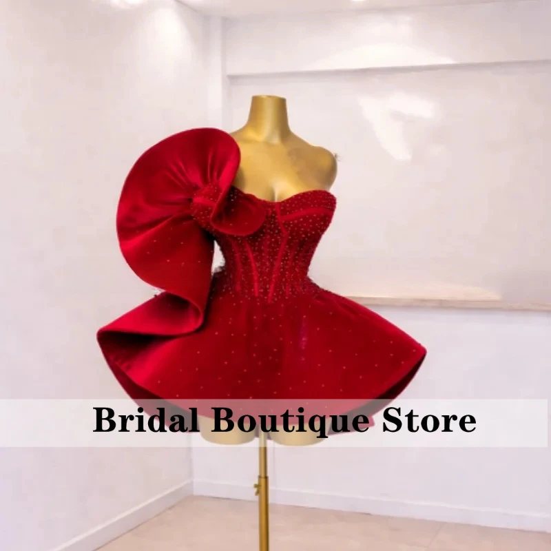 Vestido corto rojo brillante con purpurina, tirantes con lazo rojo, Vestidos de fiesta, Mini vestido de graduación, vestido de mujer personalizado, abendkleid
