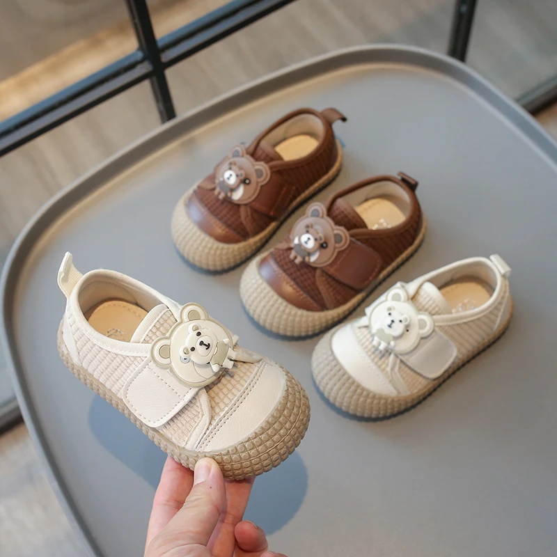 Baby Girls Boys Casual Shoes Cartoon Bear Children Sneakers Anti Slip Soft Sole Kids Shoes Spring Autumn Infant Toddler Shoes