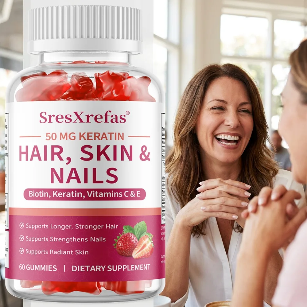 Beauty Gummies - with Biotin, Keratin, Vitamin C & E,  - for Skin, Nails and Hair Health, Nourishes Skin and Strengthens Hair